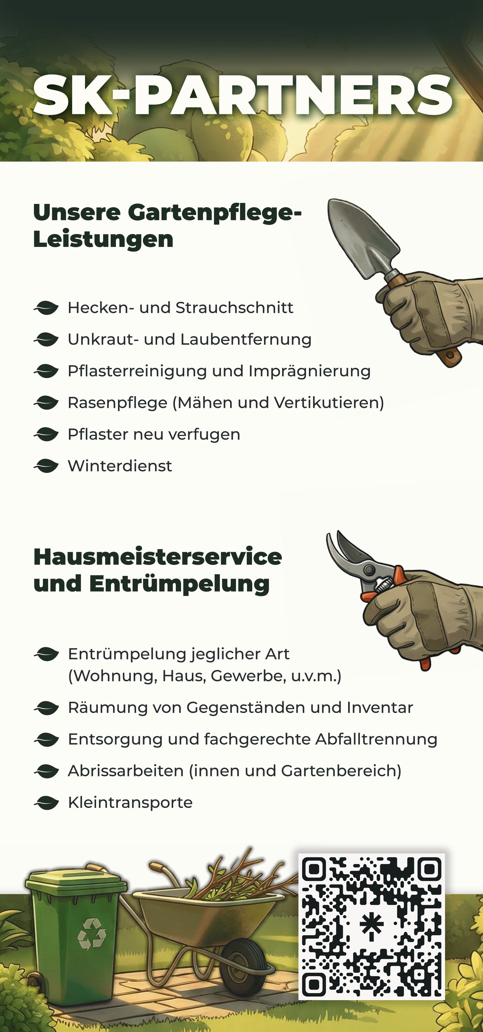 SK-Partners Flyer Rückseite – alle Leistungen im Überblick